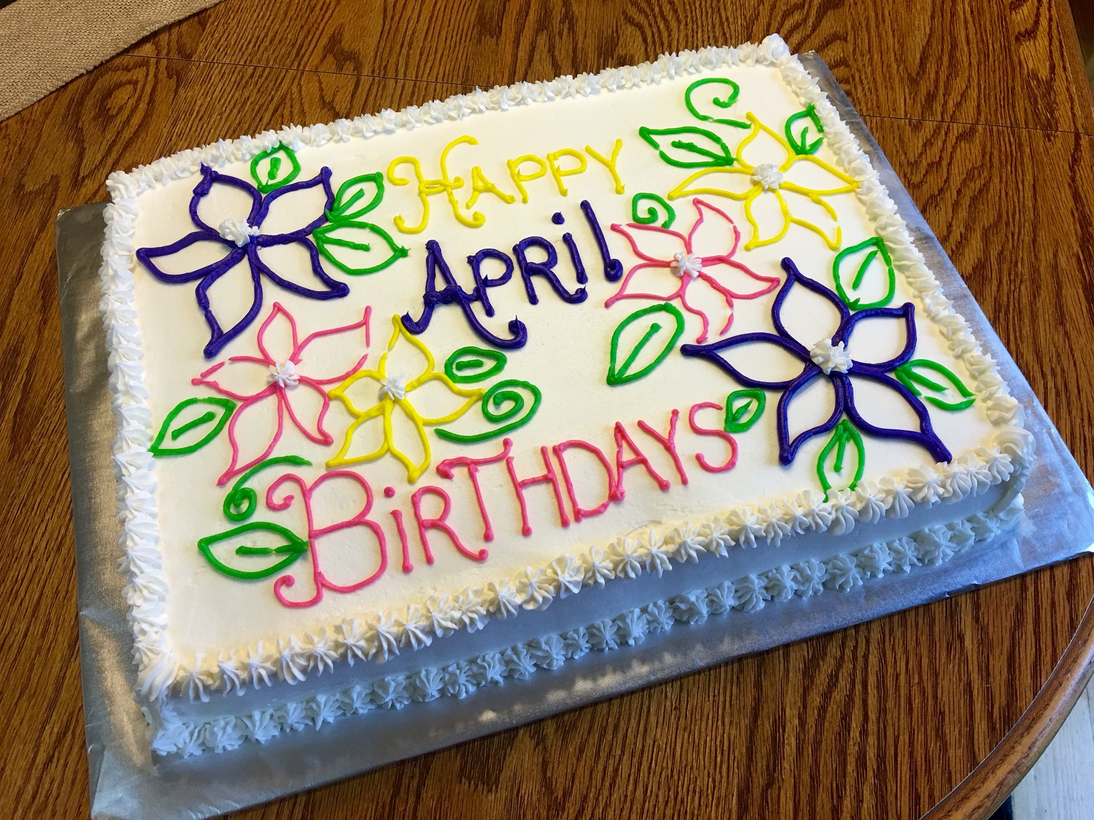 Happy birthday cake with April decorations