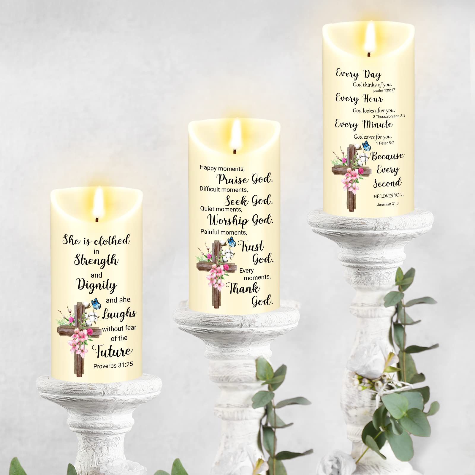 Bible verse with birthday candles and flowers