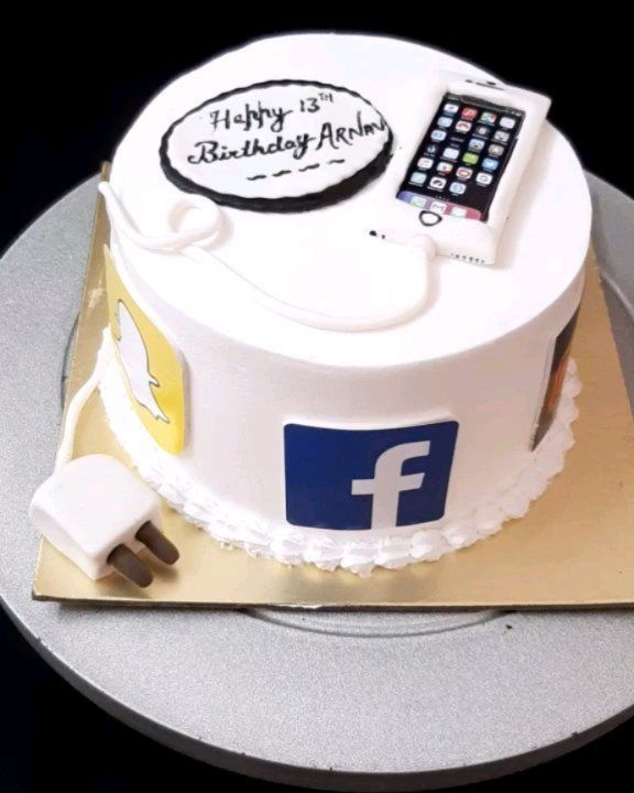 Happy birthday cake with Facebook logo