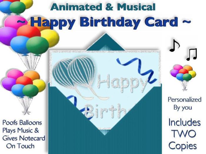 Animated birthday card with moving elements