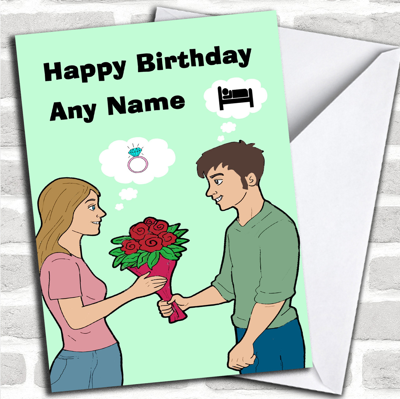 Person holding personalized birthday card with name