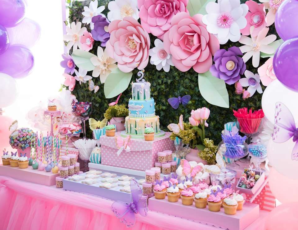 Colorful butterfly and flower-themed birthday party ideas