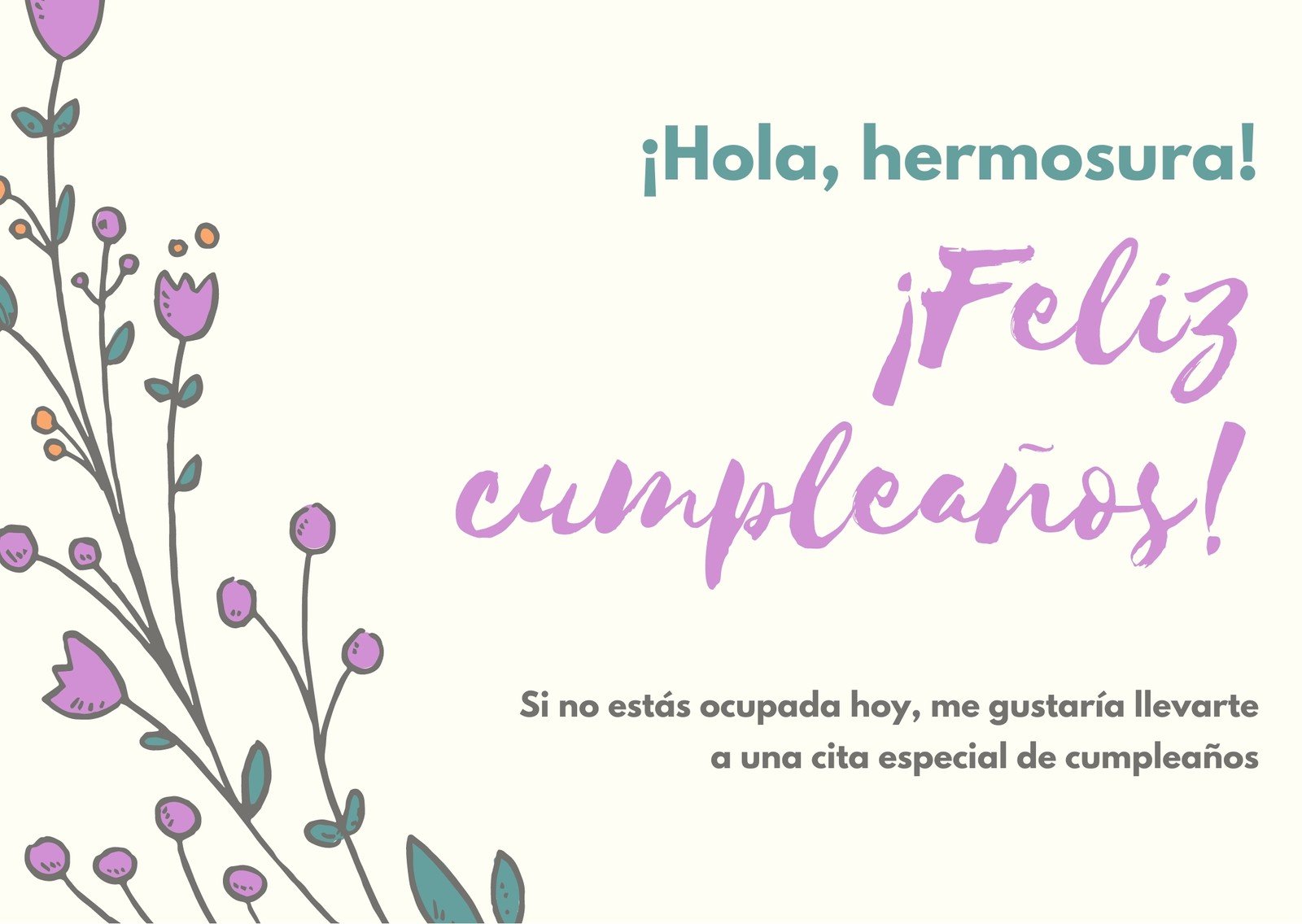 Tarjeta de cumpleaños con diseño floral y mensaje alegre