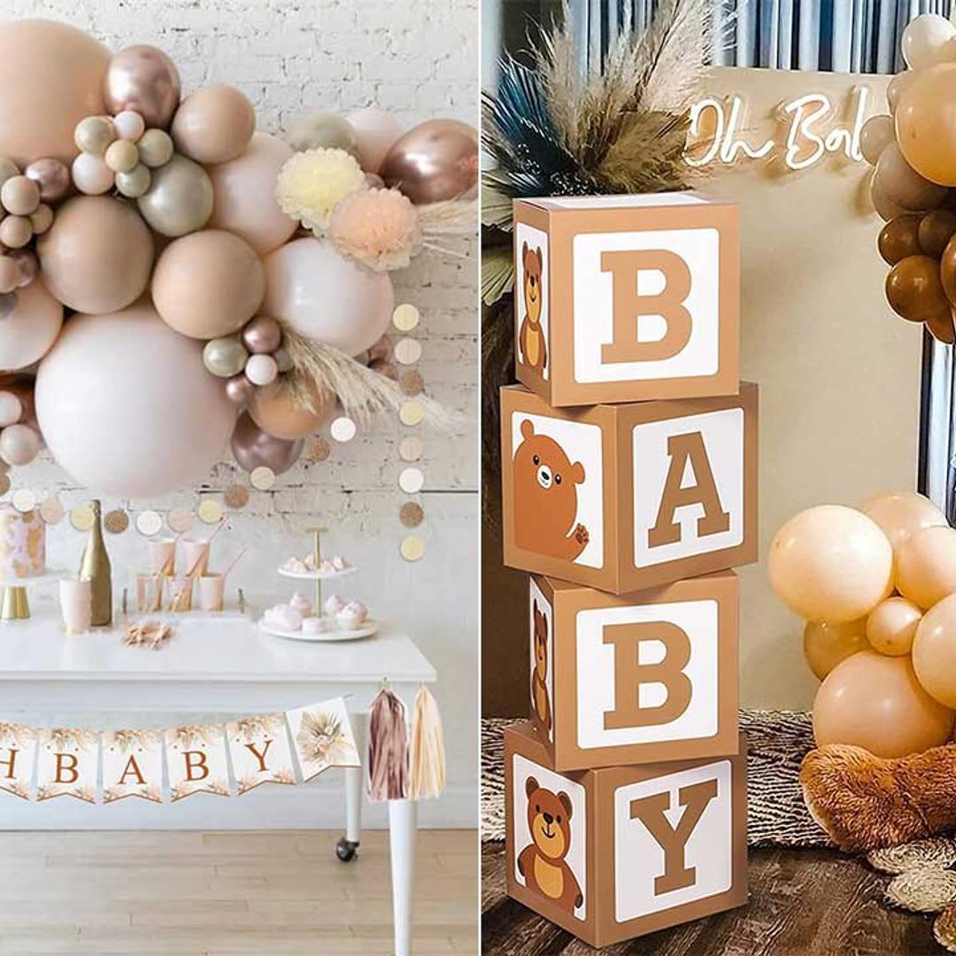 Various baby-themed decorations for a special celebration