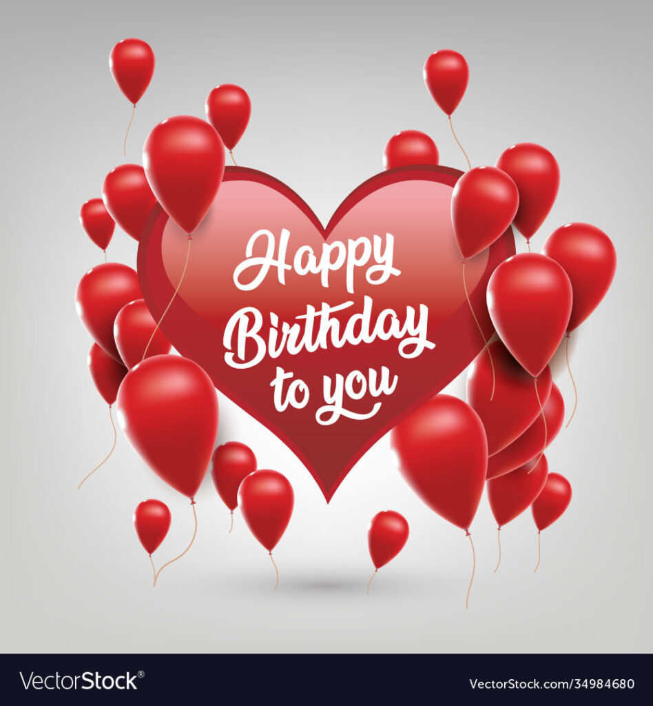 happy birthday greeting with heart shape vector 34984680