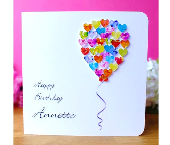 Colorful birthday card with personalized message for friend