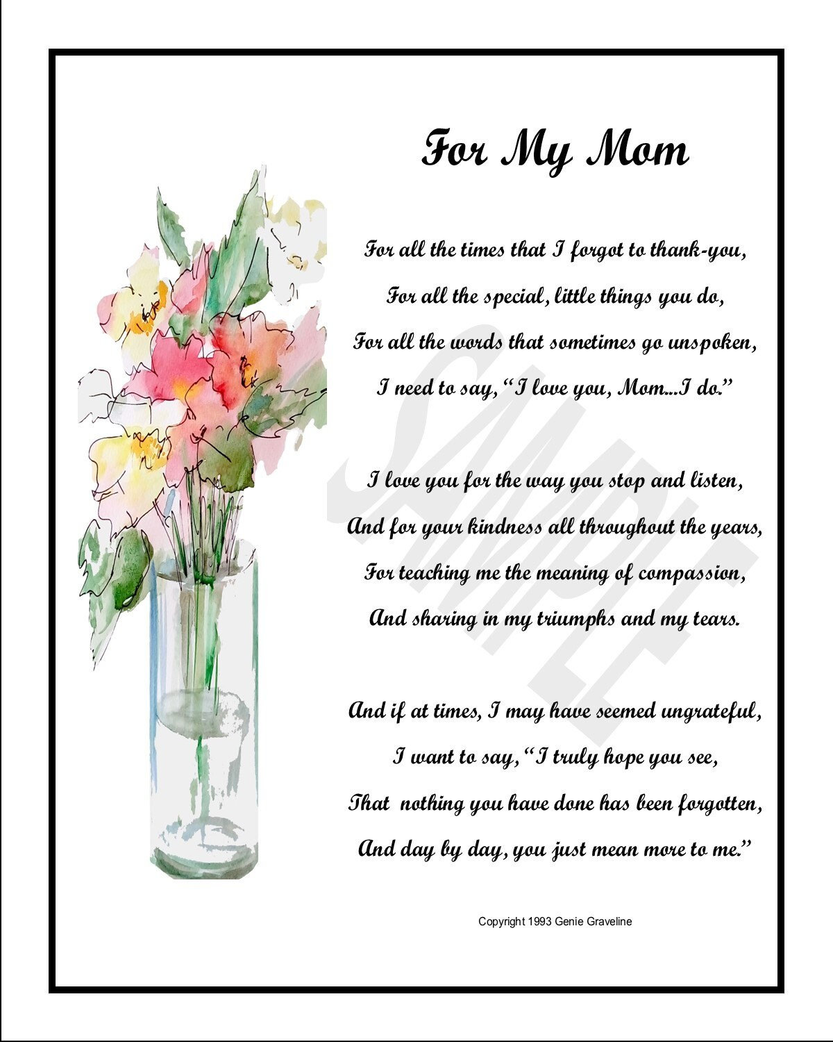 Happy birthday poem with flowers for mom