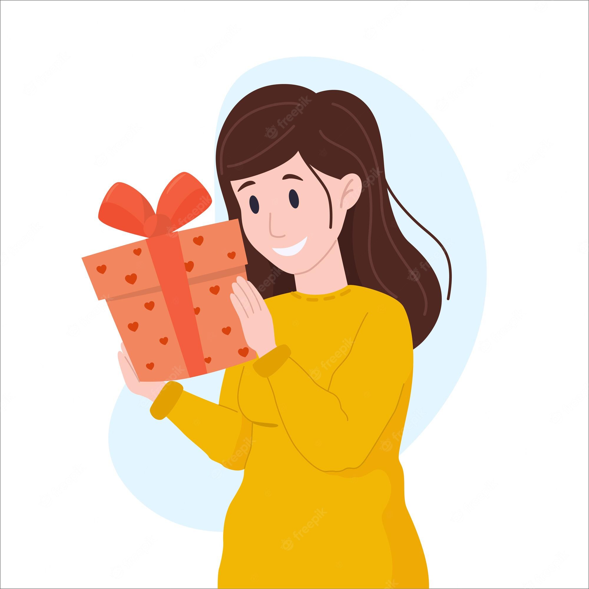 Imagen de una mujer sosteniendo un regalo