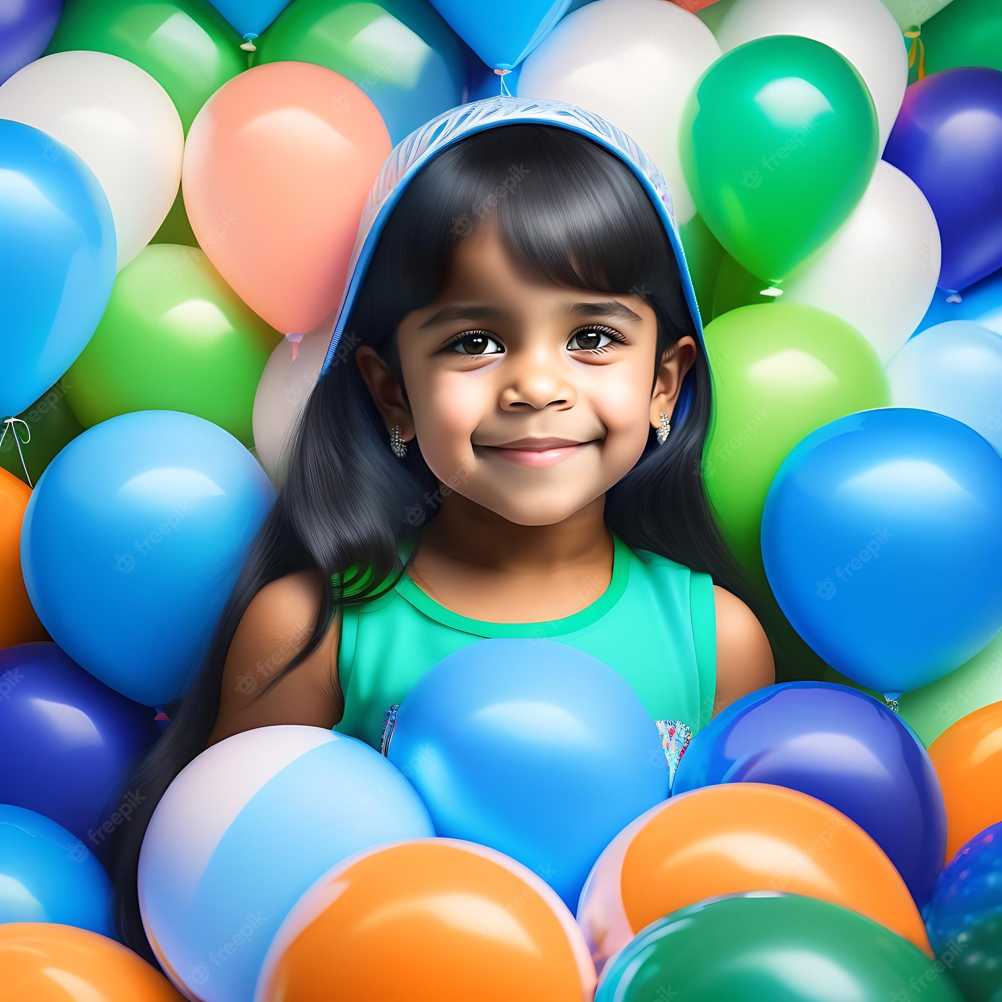 Imagen de una persona sonriendo y rodeada de globos